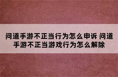 问道手游不正当行为怎么申诉 问道手游不正当游戏行为怎么解除